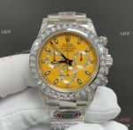 Noob V13 Super Clone Rolex Daytona Square Diamond Yellow Dial 904l Steel Watch